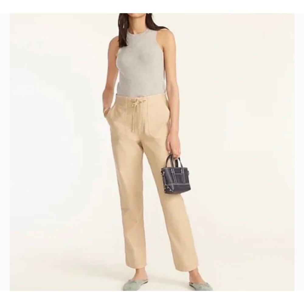 J.crew tie waist camp pant dark beechwood size Large #BA291